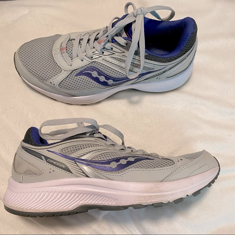 Saucony COHESION 14 Running Tennis Shoe Neutral Versarun cushioning Sz 7.5 Grey